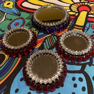 Beaded mirror display stands